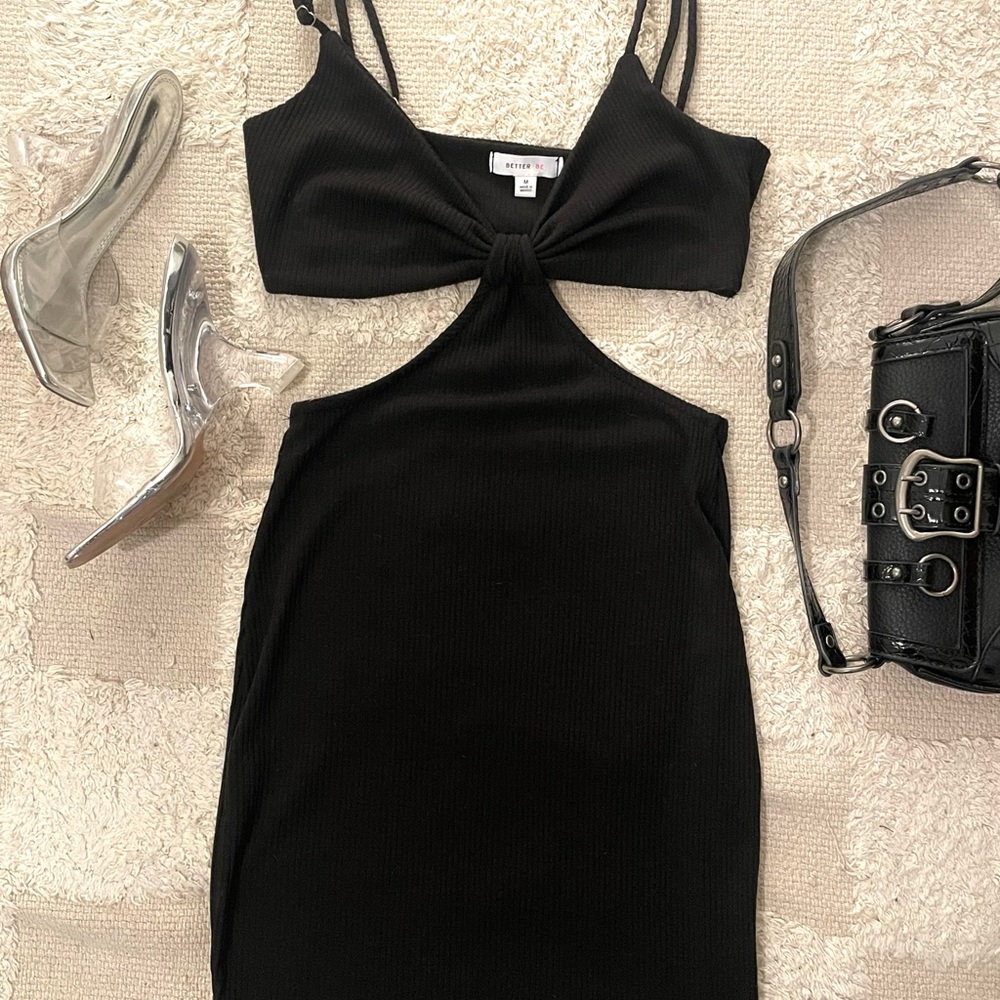 Edikted Black Bodycon Dress with Cut Out Backless Design for Night Out